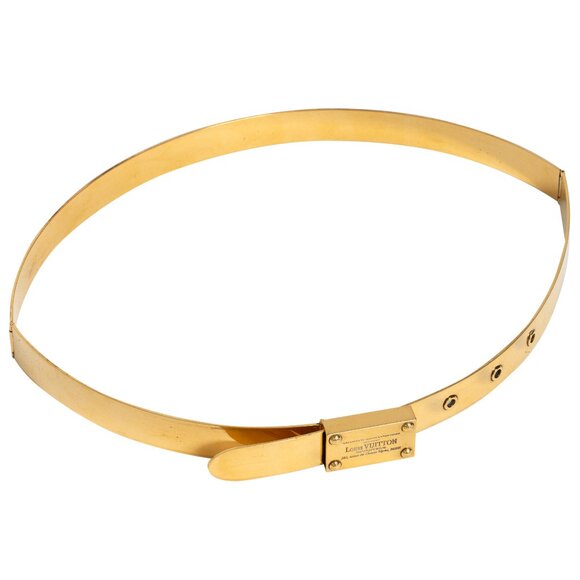 Louis Vuitton (France) Rare Vintage Metal Latch Buckle Waist Belt Gold : S main image 5